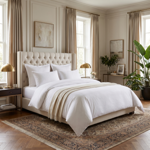 Lenjerie Hotelieră Opera Satin 100% Bumbac Mercerizat Alb Optic 300 TC [1]