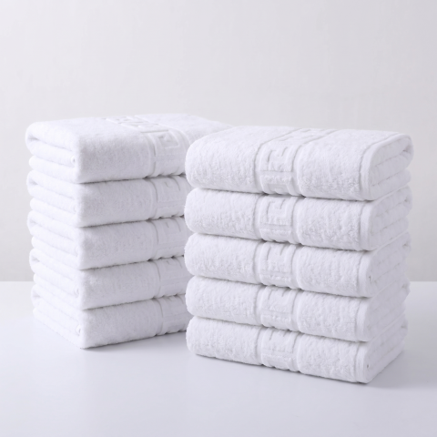 PROSOAPE HOTELIERE - Set 10 Prosoape Hoteliere Premium 650 GSM, Bordură Grecească, 100% Bumbac, Alb