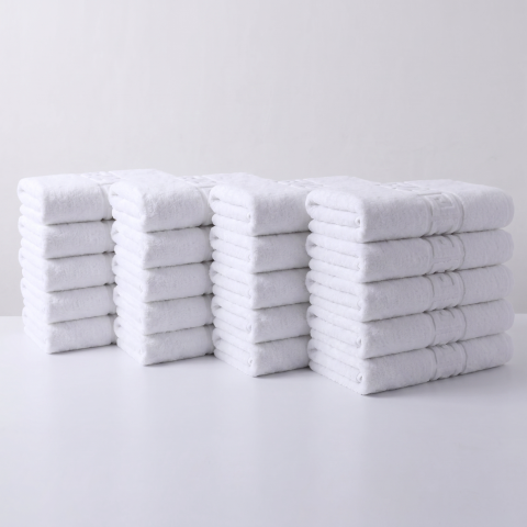 PROSOAPE HOTELIERE - Set 20 Prosoape Hoteliere Premium 650 GSM, Bordură Grecească, 100% Bumbac, Alb