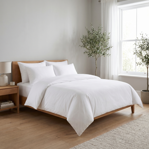 LENJERII HOTELIERE - Set 5 Lenjerii Hoteliere Percalle Economy 160 GSM Alb