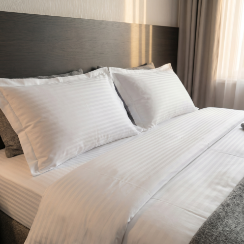 LENJERII HOTELIERE - Set 50 Lenjerii Hoteliere Damasc Premium 100% Bumbac Alb