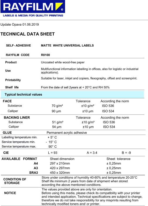 Etichete 70x35 24 buc/A4 autoadezive Rayfilm Office [3]