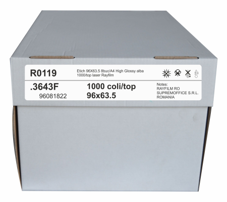 Office (hartie premium) - Etich 96X63.5 8buc/A4 High Glossy alba 1000/top laser Rayfilm
