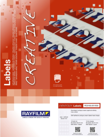 Creative (alte forme) - Etich agatare alba semilucioasa 250g 16buc/A4 laser 10/set Rayfilm-Creativ