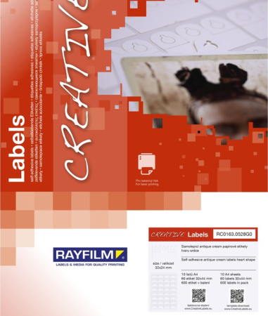 Creative (alte forme) - Etich agatare alba semilucioasa 250g  32buc/A4 laser 10/set Rayfilm-Creativ