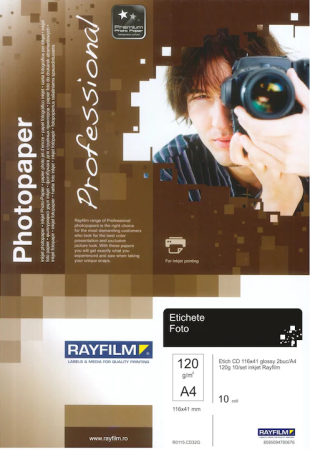 Profesionala - Etich CD 116x41 fotoglossy 2buc/A4 120g 10/set inkjet Rayfilm