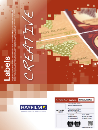 ETICHETE - Etich pentru fata sticlei hartie vintage crem 4/A4 uz univ 10/set Rayfilm-Creativ