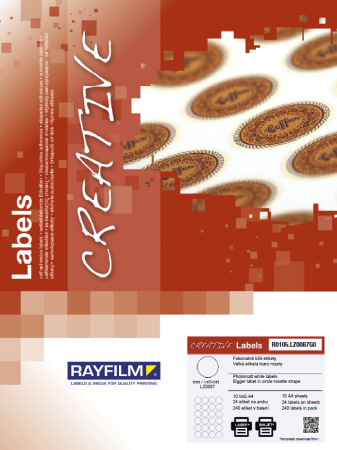 Creative (alte forme) - Etich rozeta hartie translucida mata 24buc/A4 laser 10/set Rayfilm-Creativ