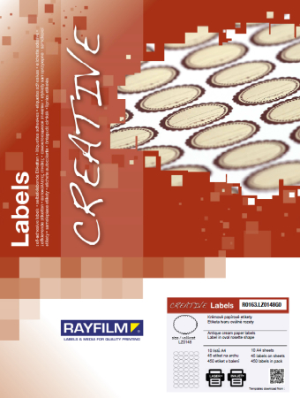 ETICHETE - Etich rozeta ovala hartie maro cu nervuri 45buc/A4 laser 10/set Rayfilm-Creativ