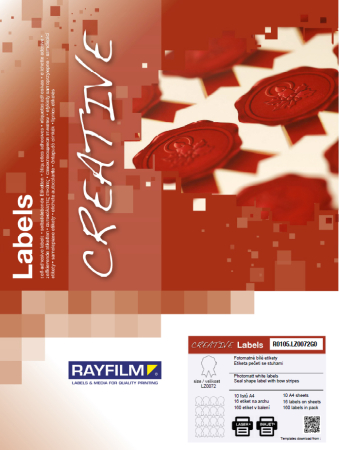 ETICHETE - Etich sigiliu in forma de fundita fotomat 16buc/A4 uz univ 10/set Rayfilm-Creativ
