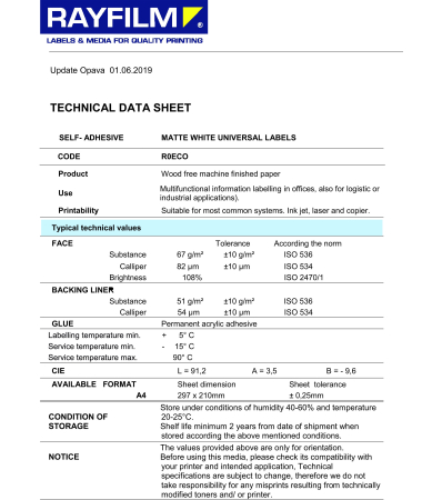 Etichete 70x35 24buc/A4 autoadezive Rayfilm Everyday [2]