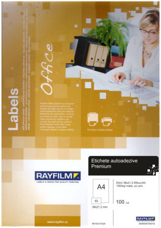 Premium (Office) - Etichete 38x21.2 65 buc/A4 autoadezive Rayfilm 100/top alb-mat