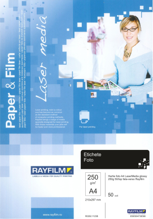 FOTO MEDIA - Hartie foto A4 LaserMedia glossy 250g 50/top fata-verso Rayfilm