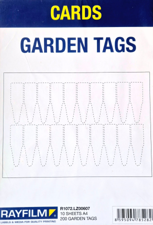 Forme atipice - Tag Gradina cu numele plantei / poliester mat alb 20buc/A4 275 microni 10 coli/set pentru imprimare laser