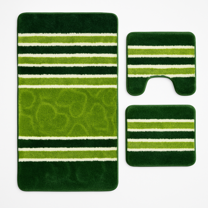 Set covorase baie 3 piese Model Liniar , Verde 60x100cm [1]