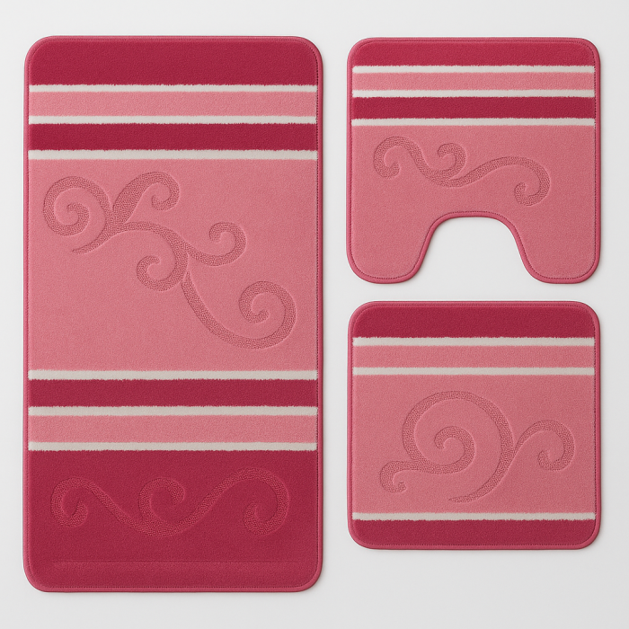 Set covorase baie 3 piese Model Liniar , Fucsia 60x100cm [1]