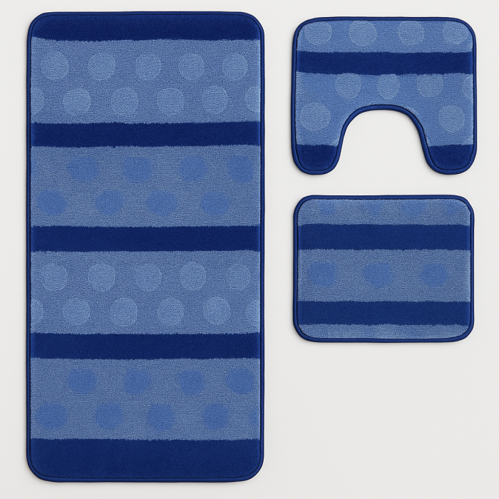 Set covorase baie 3 piese Model Geometric , Albastru 60x100cm [1]