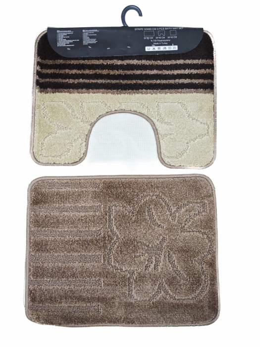 Set covorașe de baie 3 piese antiderapante Maro 50x80 cm [2]