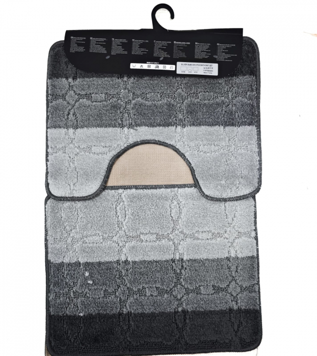 Set covorașe de baie 3 piese antiderapante - Gri 50x80 cm [2]
