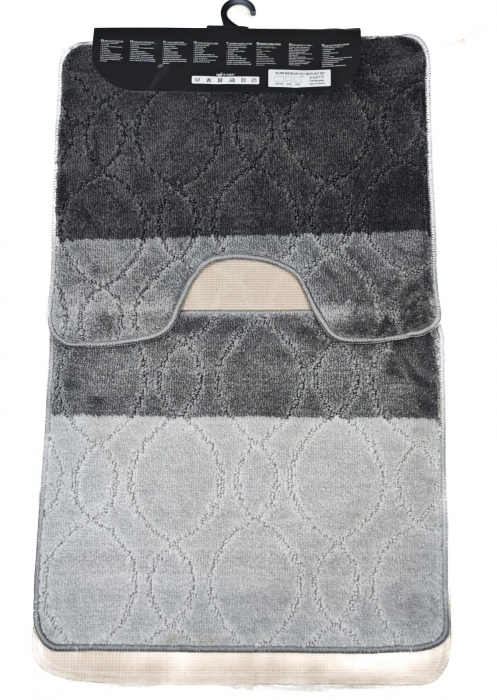 Set covorașe de baie 3 piese antiderapante - Gri 60x100 cm [2]