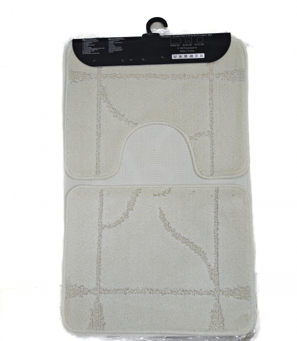 Set covorase baie 3 piese antiderapante Model Abstract , Crem 50x80cm [2]