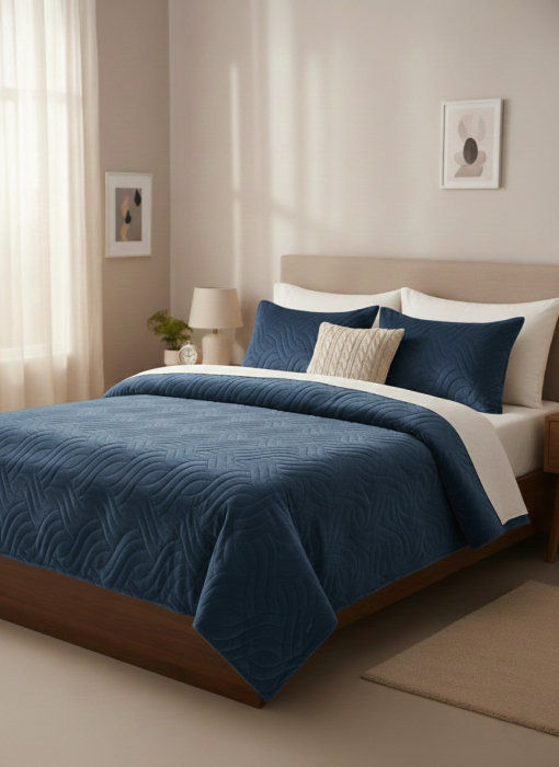 Cuvertura De Pat Catifea Luxury + 2 Fete De Perna [1]