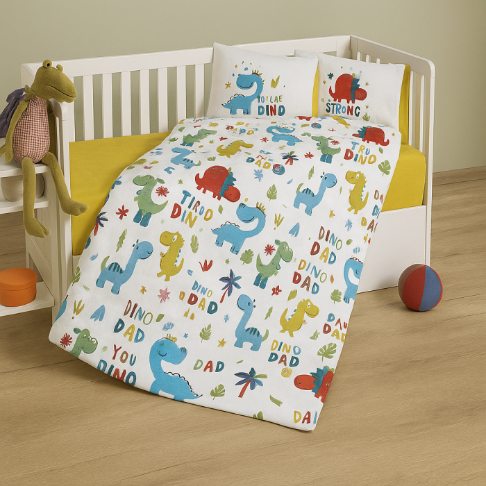 Lenjerie de pat pentru copii- model Dinoland bumbac ranforce, 4 piese [2]