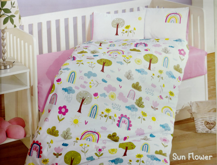 Lenjerie de pat pentru copii – model Sun Flower, bumbac ranforce, 4 piese [1]