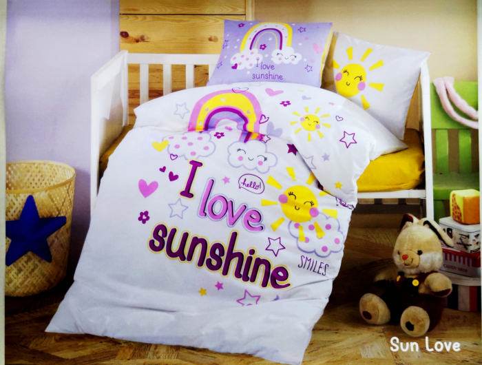 Lenjerie de pat pentru copii –model  Sun Love  bumbac ranforce, 4 piese [1]