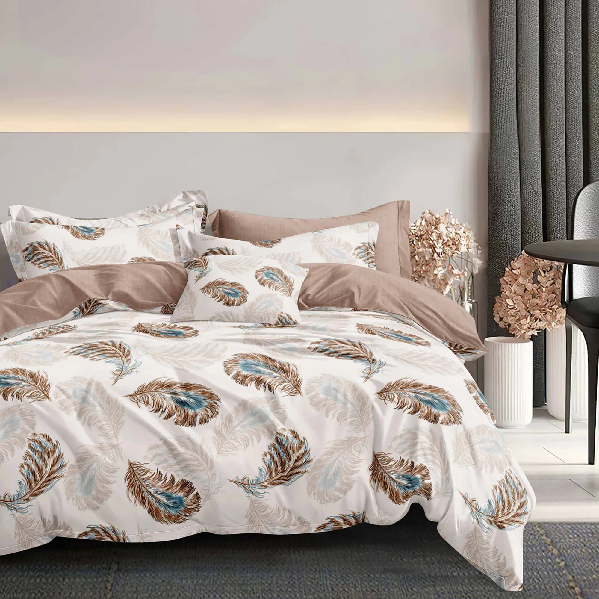 Lenjerie de pat finet 6 piese, cearceaf pat clasic, cearceaf pilota 200×230, 2 fete perna 50×70, 2 fete perna 70×70 [1]