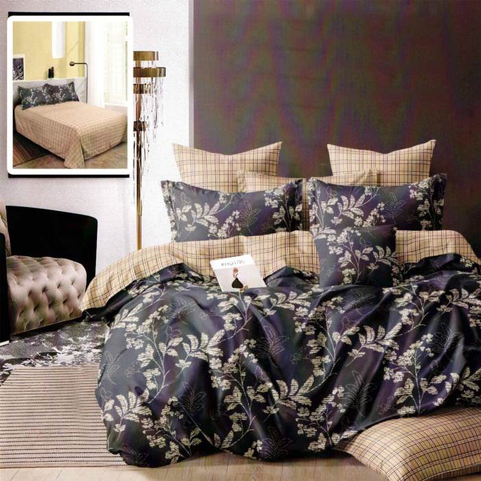 Lenjerie de pat finet 6 piese, cearceaf pat clasic, cearceaf pilota 200×230, 2 fete perna 50×70, 2 fete perna 70×70 [1]