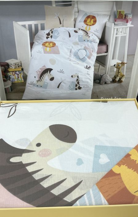 Lenjerie de pat pentru copii- model Swet Zoo bumbac ranforce, 4 piese [4]