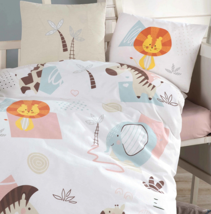 Lenjerie de pat pentru copii- model Swet Zoo bumbac ranforce, 4 piese [1]