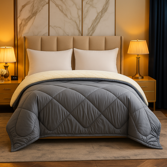 Pilota De Iarna Sherpa Grafit Cu Blanita – Moale Si Confort Absolut 200X210 Cm [2]