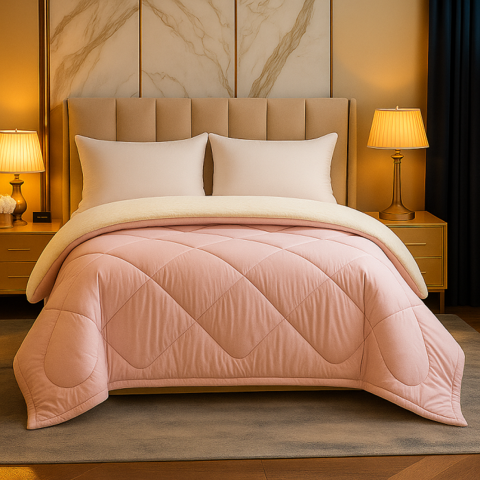 Pilota De Iarna Sherpa Roz Cu Blanita – Moale Si Confort Absolut 200X210 Cm [2]