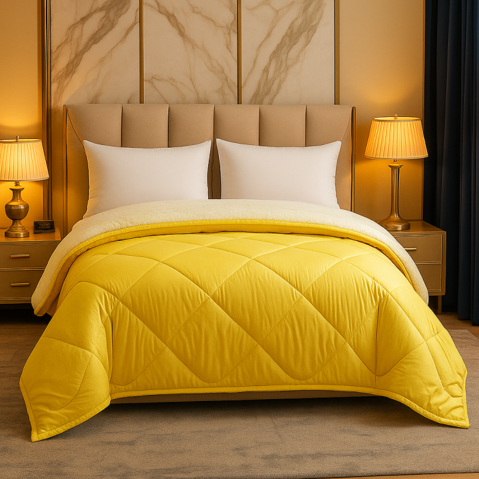 Pilota De Iarna Sherpa Yellow Cu Blanita – Moale Si Confort Absolut 200X210 Cm [2]