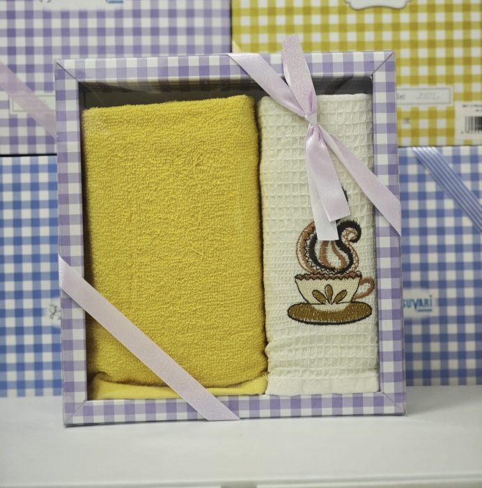 Set 2 prosoape bucatarie cu broderie -100% Bumbac 40x60 Cm [1]