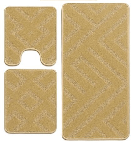 Set covorase baie 3 piese, Model Geometric, Bej  60x100cm [1]