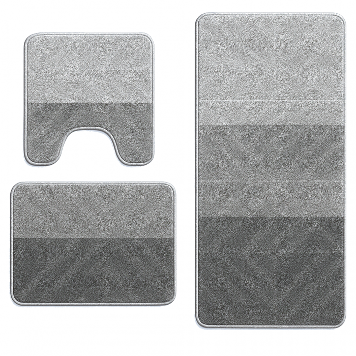 Set covorase baie 3 piese  Model Geometric, Gri  60x100cm [1]