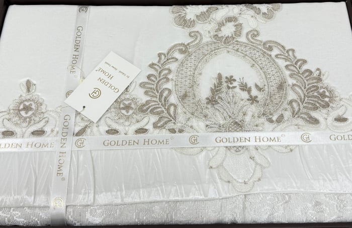 Set de Pat 6 Piese Super Lux – Bumbac Premium cu Broderie Manuală Aurie [2]