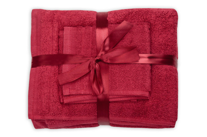 Set prosoape bumbac 600gsm de fata 50x90 cm + de corp 70x140 + de maini 30x50 cm, bordeaux [2]