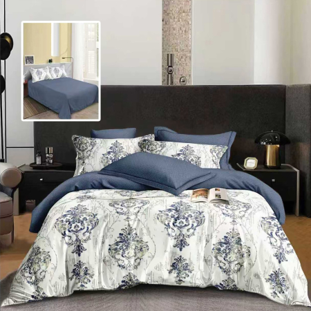 Lenjerii De Pat - Lenjerie de pat 6 Piese Bumbac 100% Finet -Model Blue Royal