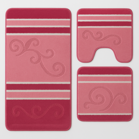 Articole Baie - Set covorase baie 3 piese Model Liniar , Fucsia 60x100cm