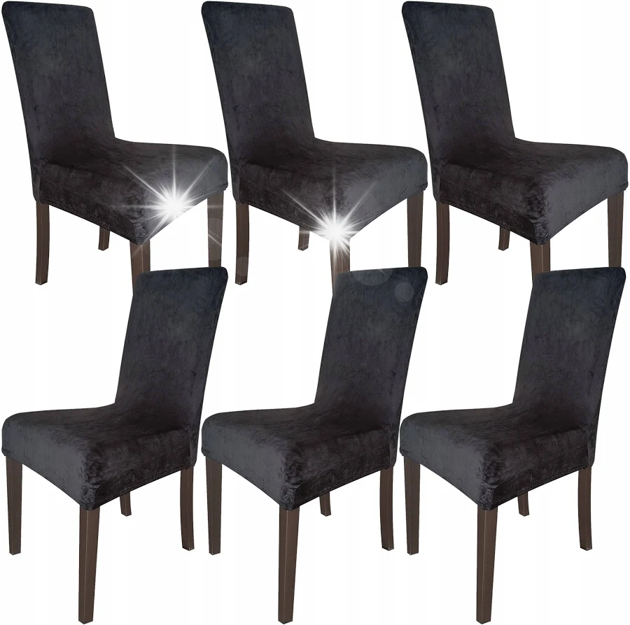 Huse Canapele & Scaune - Set 6 Huse Pentru Scaun Culoare Negru– Elastice, Elegante, Durabile