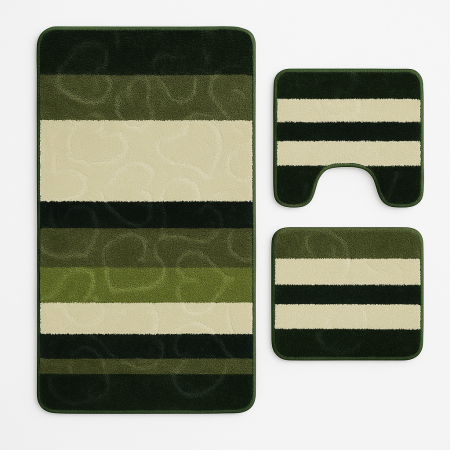 Articole Baie - Set covorase baie 3 piese Model Liniar , Verde +BEJ 60x100cm