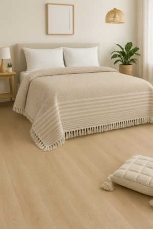 Oferta Speciala - Cuvertura Pique 200x230 Bej/Alb