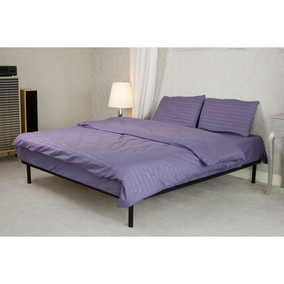 Lenjerie de pat damasc microsatinat Mov 200x220 Cm [2]