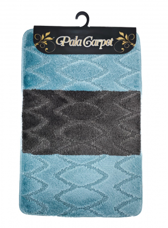 Articole Baie - Set covorașe de baie 3 piese antiderapante Gri+Turcoaz 50x80 cm