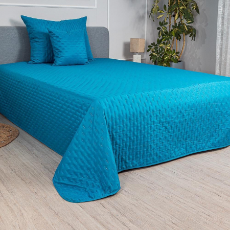 Cuverturi - Cuvertura Din Bumbac Matlasat Premium -CuloareTurcoaz ,Pat Dublu 220x240 cm