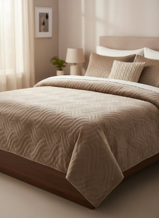 Cuverturi - Cuvertura De Pat Catifea Luxury + 2 Fete De Perna